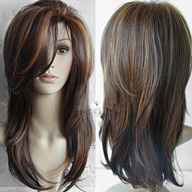 Ladies Gradient Color Long Curly Hair Rose Net Wig