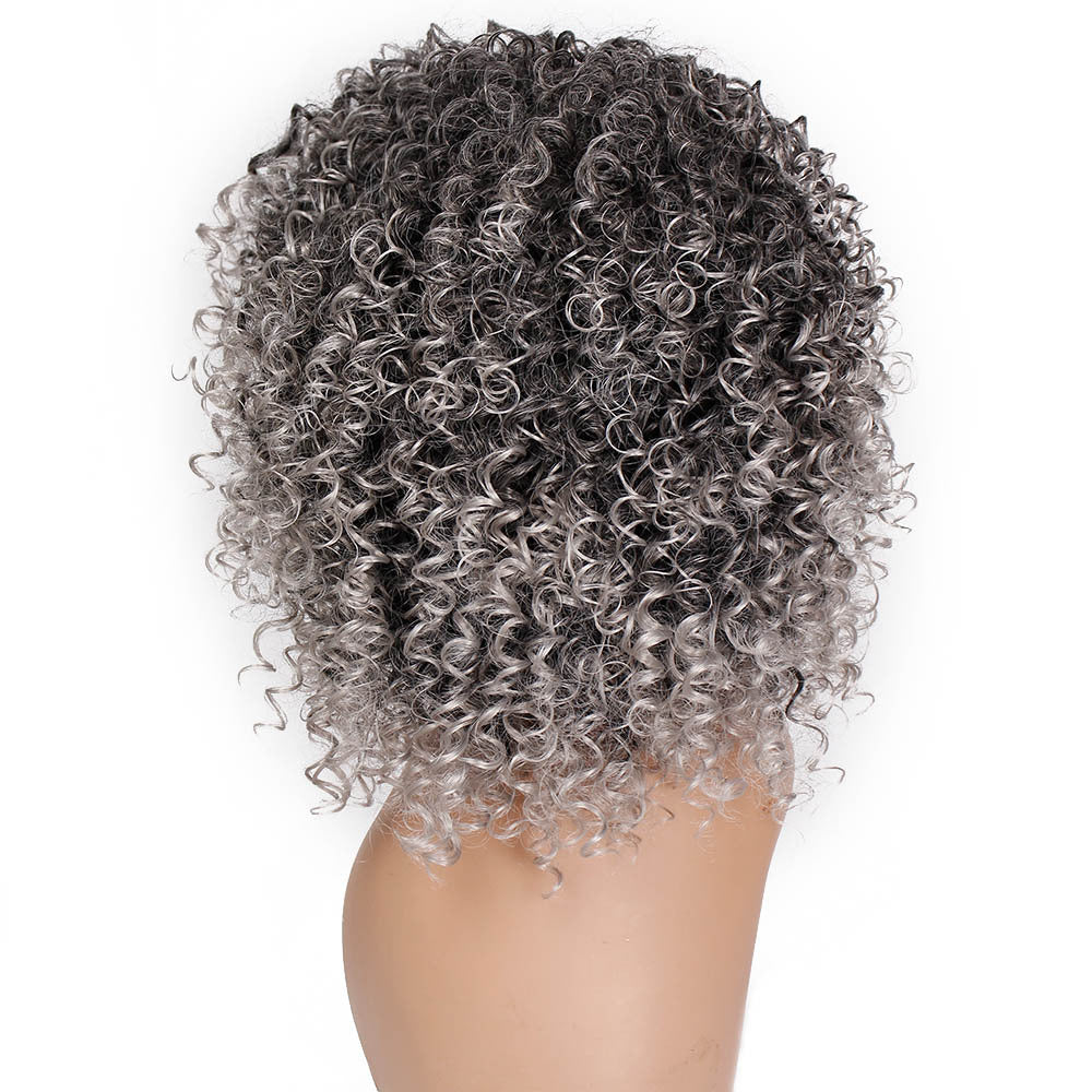 Female Wig Headgear Gray Fluffy Explosion Wig African Wig