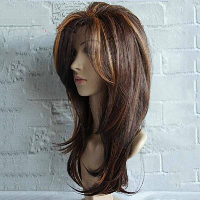 Ladies Gradient Color Long Curly Hair Rose Net Wig