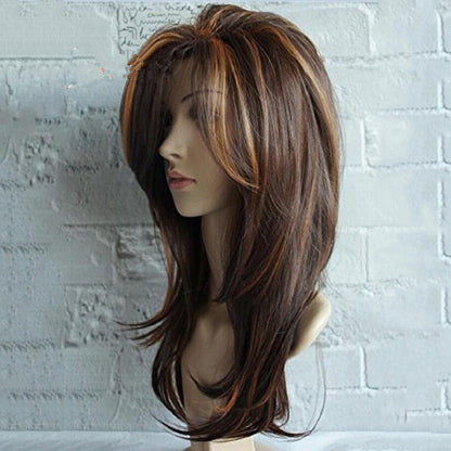 Ladies Gradient Color Long Curly Hair Rose Net Wig