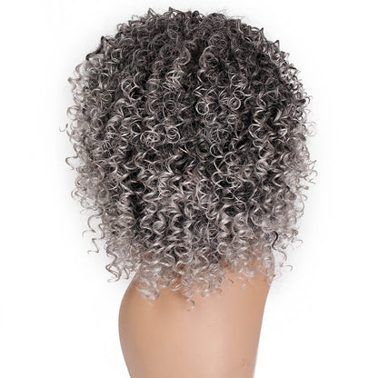 Female Wig Headgear Gray Fluffy Explosion Wig African Wig