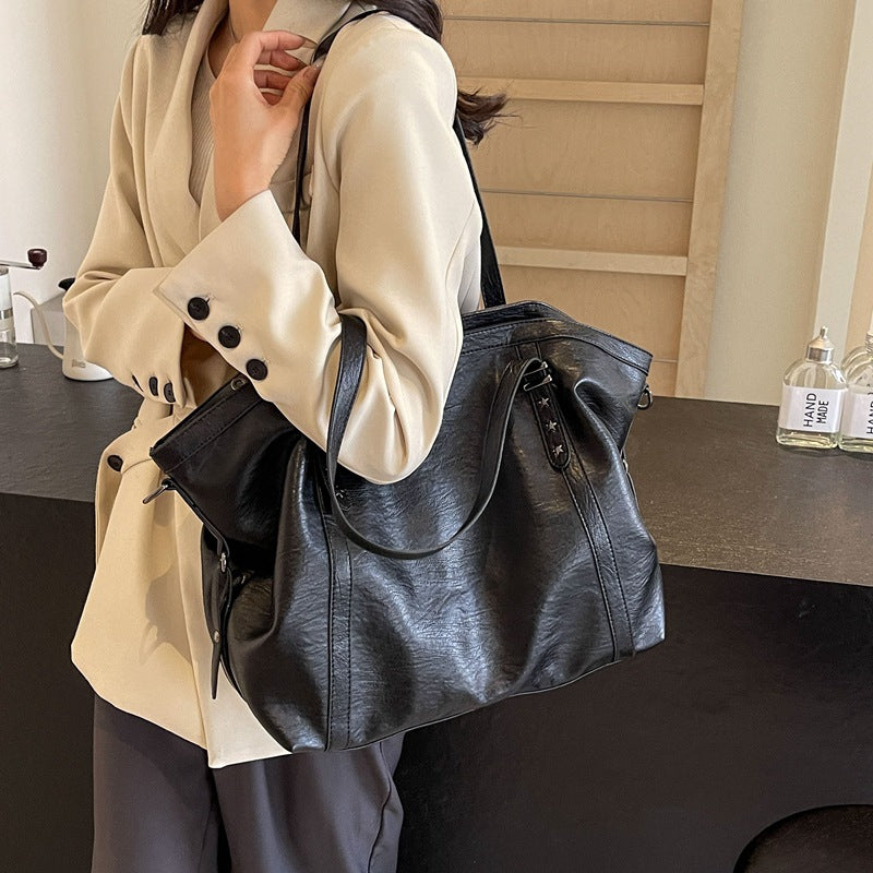 Retro Bag Women&#039;s Large Capacity 2024 New Fashionable Shoulder Crossbody Bag Texture Summer High-end Sense Explosive Large Bag