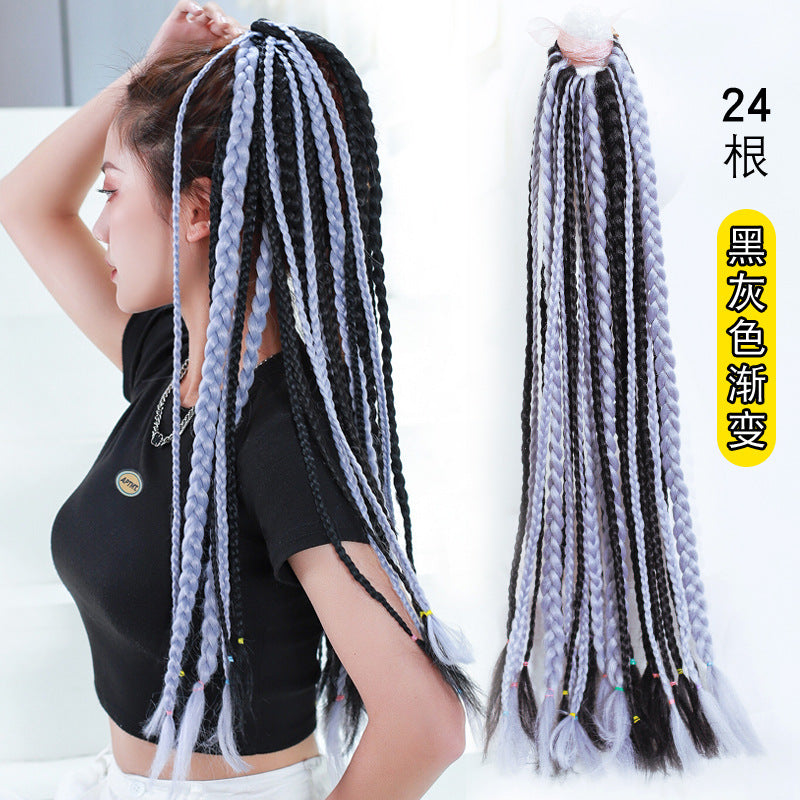 Dirty Braids Wig Ponytail Color Gradient Fake Braids Women&#039;s Braids Hip-hop Hip-hop European And American Dirty Braids Trendy Braids