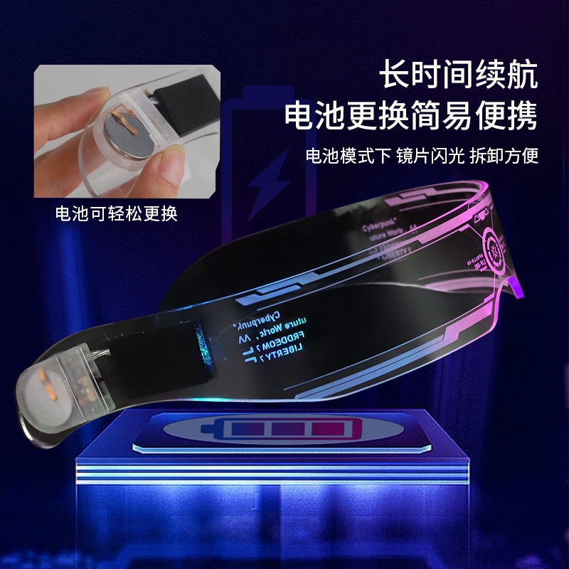 LED Light-emitting Glasses Live Broadcast With The Same Type Of Glasses Square Hot Sale Flash Toys Disco Atmosphere Light-emitting Glasses On Behalf Of The Distribution