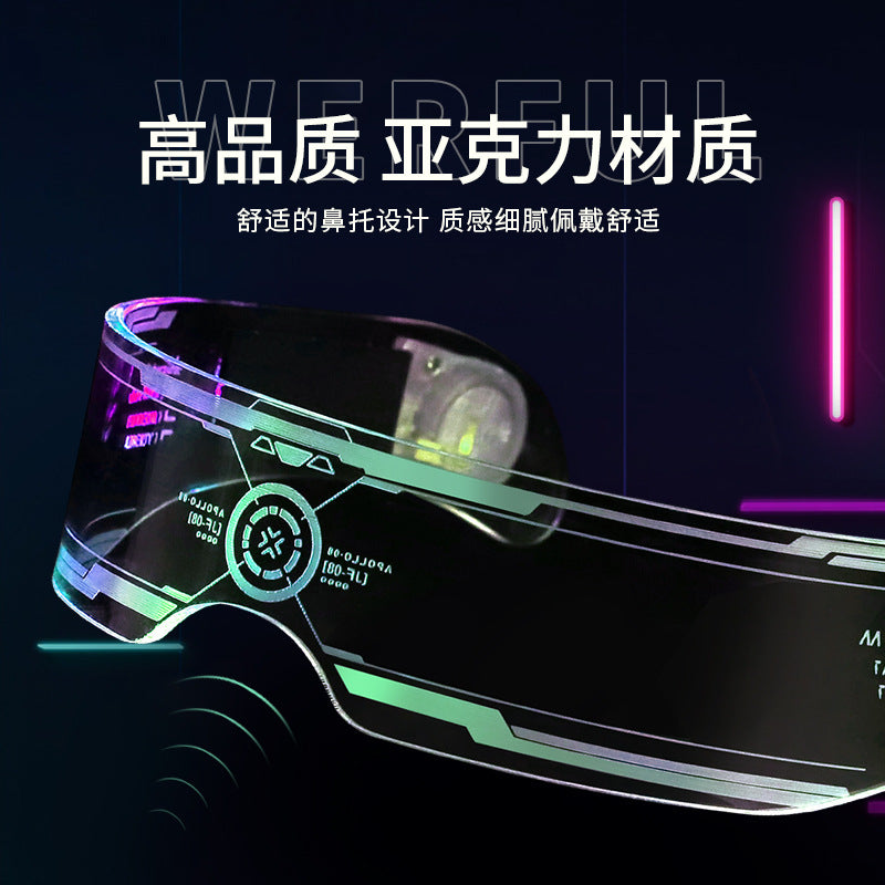 LED Light-emitting Glasses Live Broadcast With The Same Type Of Glasses Square Hot Sale Flash Toys Disco Atmosphere Light-emitting Glasses On Behalf Of The Distribution