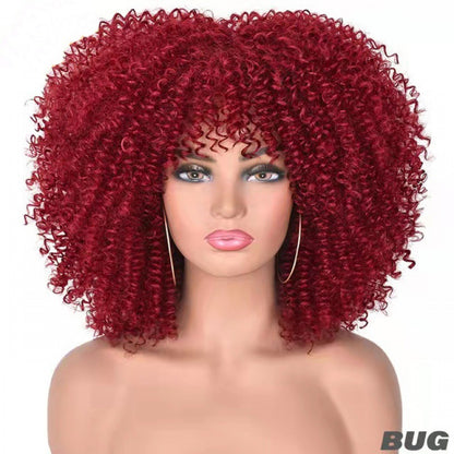 Cross-border European And American Chemical Fiber Wigs Full Head Hair Hair Female Manufacturers African Small Curly Hair Wigs Headgear