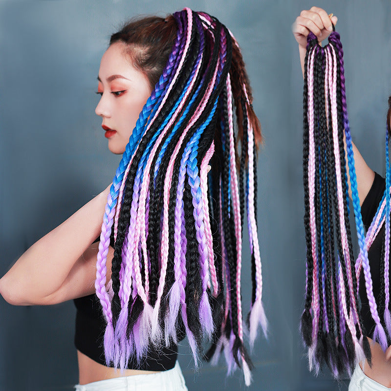 Dirty Braids Wig Ponytail Color Gradient Fake Braids Women&#039;s Braids Hip-hop Hip-hop European And American Dirty Braids Trendy Braids