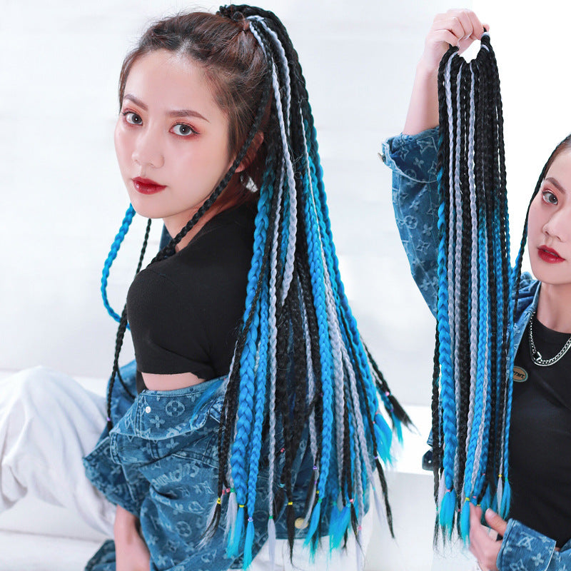 Dirty Braids Wig Ponytail Color Gradient Fake Braids Women&#039;s Braids Hip-hop Hip-hop European And American Dirty Braids Trendy Braids