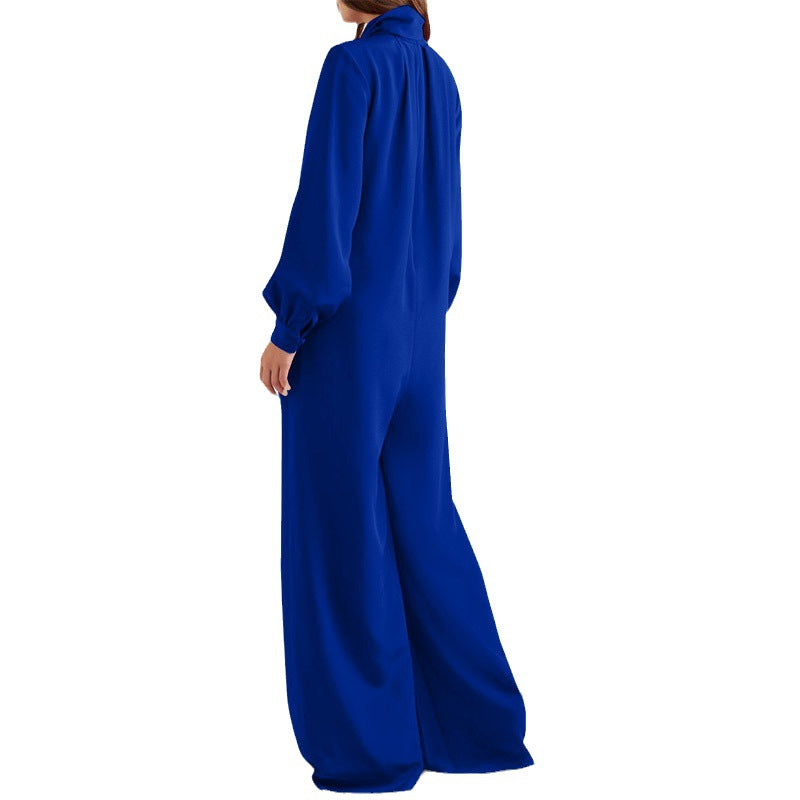 Wish Amazon European And American Foreign Trade New Women&#039;s Clothing Wholesale Loose Solid Color Wide Leg Pants Jumpsuit