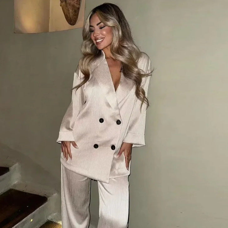 Women&#039;s AliExpress INS Explosions Crease Suit Jacket Casual Pants Suit