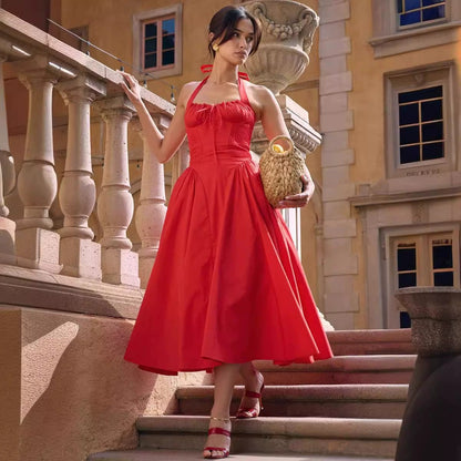 Women&#039;s Sexy Neck Floral Dress Long Dress Slim-fit Vacation Dress Women