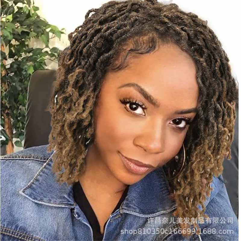 African Dirty Braid Head Cover Mixed T Color Crochet Wig Hair Extension Head Cover European And American Short Hair Cover Dreadlock Wigs