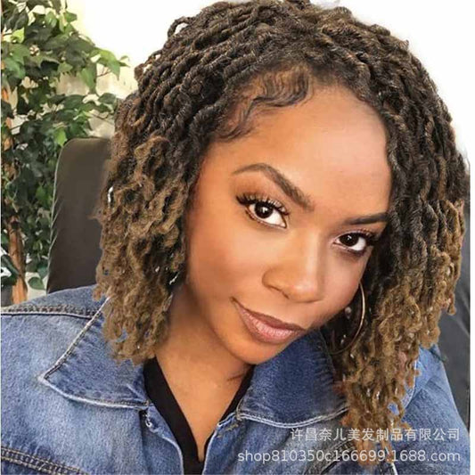 African Dirty Braid Head Cover Mixed T Color Crochet Wig Hair Extension Head Cover European And American Short Hair Cover Dreadlock Wigs
