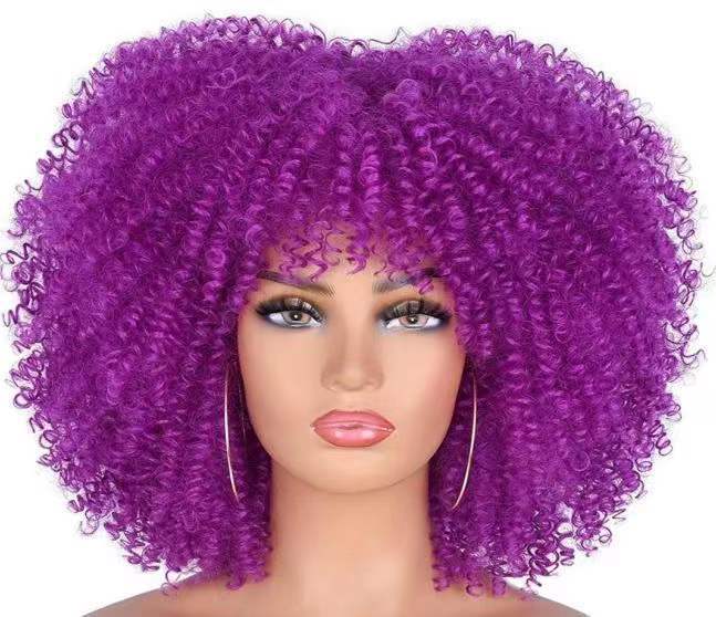 Cross-border European And American Chemical Fiber Wigs Full Head Hair Hair Female Manufacturers African Small Curly Hair Wigs Headgear