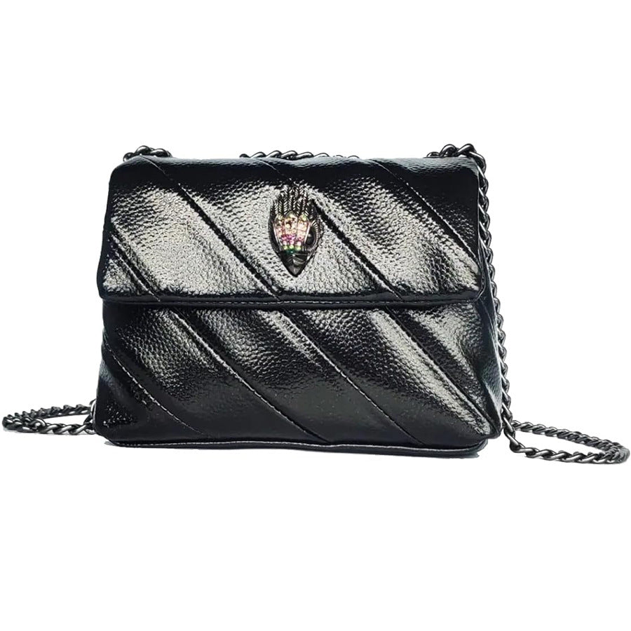 Cross-border European And American Fashion New Women&#039;s Bag Rainbow Contrasting Color Splicing Bag Eagle Bird Head Chain Shoulder Crossbody Bag Women&#039;s Bag