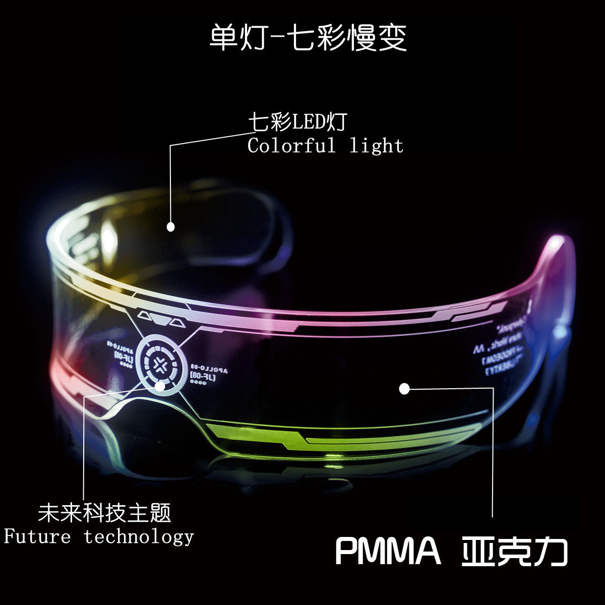 LED Light-emitting Glasses Live Broadcast With The Same Type Of Glasses Square Hot Sale Flash Toys Disco Atmosphere Light-emitting Glasses On Behalf Of The Distribution