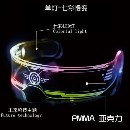 LED Light-emitting Glasses Live Broadcast With The Same Type Of Glasses Square Hot Sale Flash Toys Disco Atmosphere Light-emitting Glasses On Behalf Of The Distribution