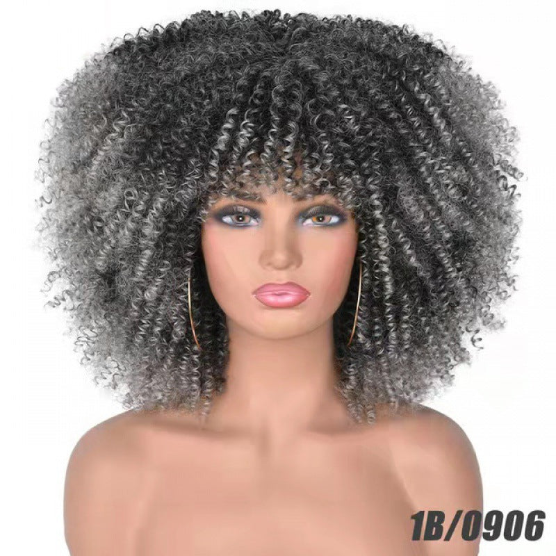Cross-border European And American Chemical Fiber Wigs Full Head Hair Hair Female Manufacturers African Small Curly Hair Wigs Headgear