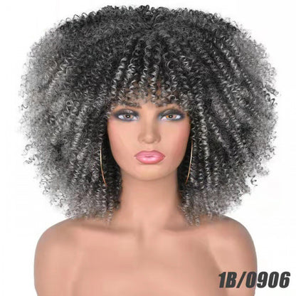 Cross-border European And American Chemical Fiber Wigs Full Head Hair Hair Female Manufacturers African Small Curly Hair Wigs Headgear