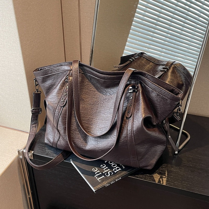 Retro Bag Women&#039;s Large Capacity 2024 New Fashionable Shoulder Crossbody Bag Texture Summer High-end Sense Explosive Large Bag