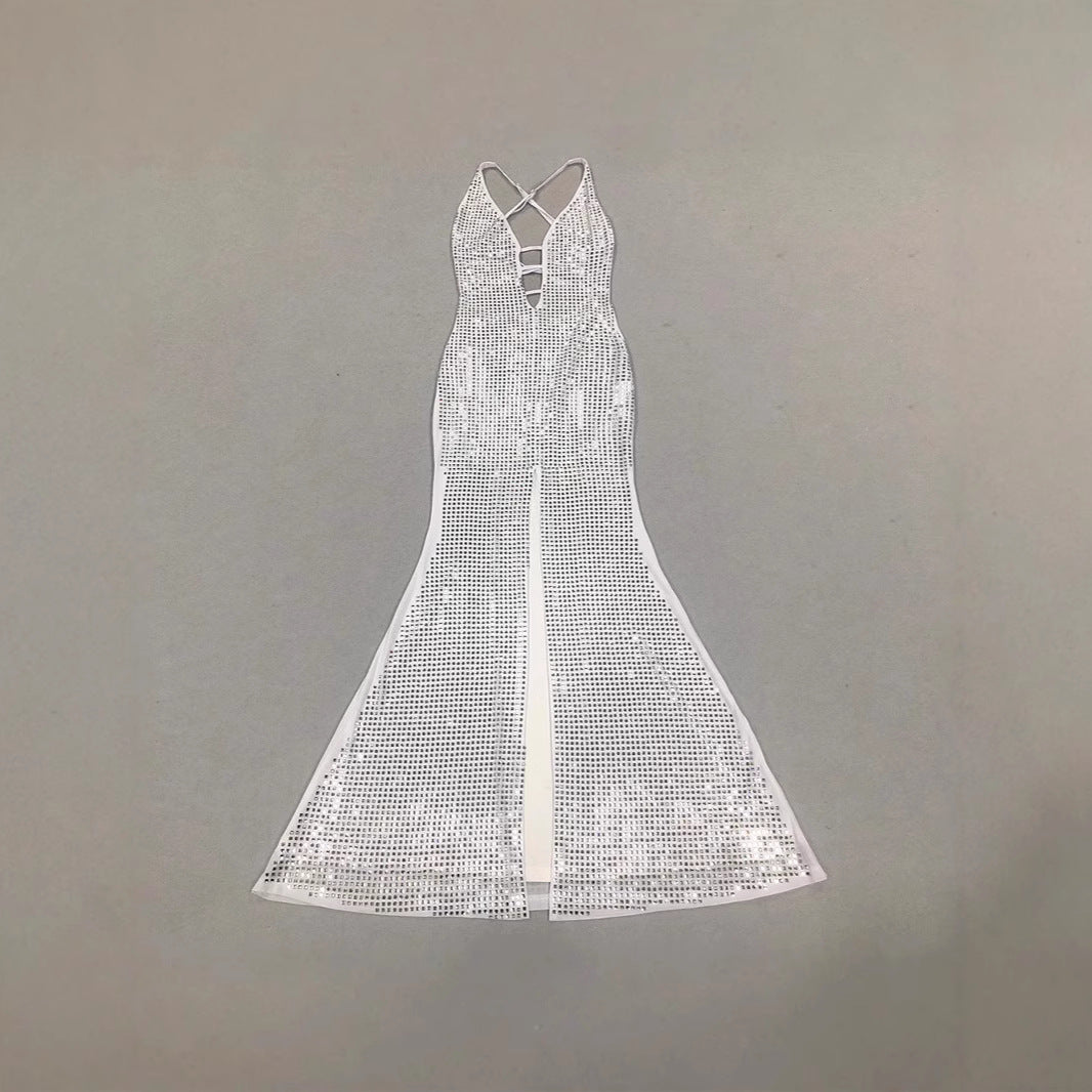 Europe And The United States 2024 Autumn New Women&#039;s Sexy Hot Girl Hanging Neck Sleeveless Hollow Open Shoulder Sexy Long Dress