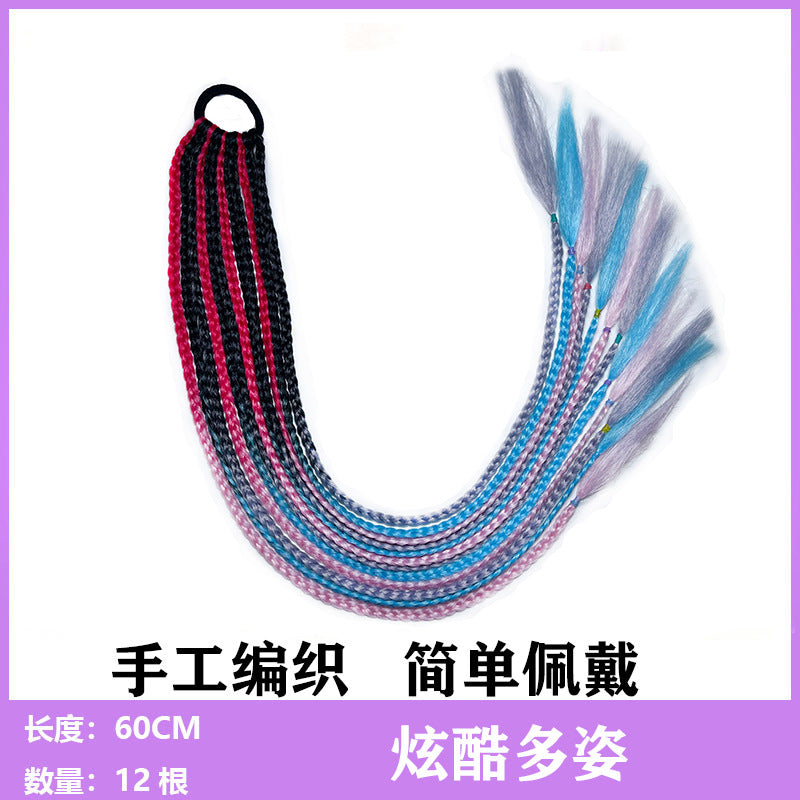 Dirty Braids Wig Ponytail Color Gradient Fake Braids Women&#039;s Braids Hip-hop Hip-hop European And American Dirty Braids Trendy Braids