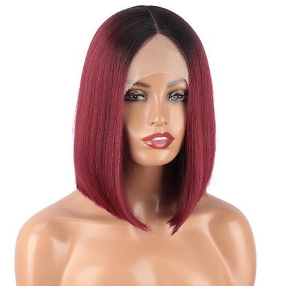 Front Lace Bob Short Straight Hair Chemical Fiber  Wigs