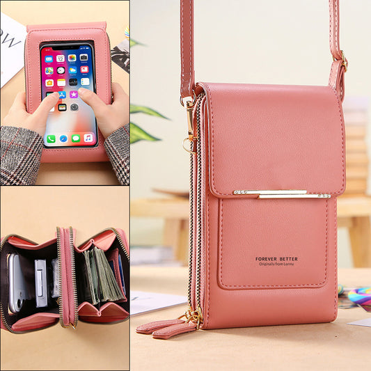 Touch Screen Mobile Phone Bag Female Small Crossbody Cute Small Bag Fashion Key Coin Pocket Vertical