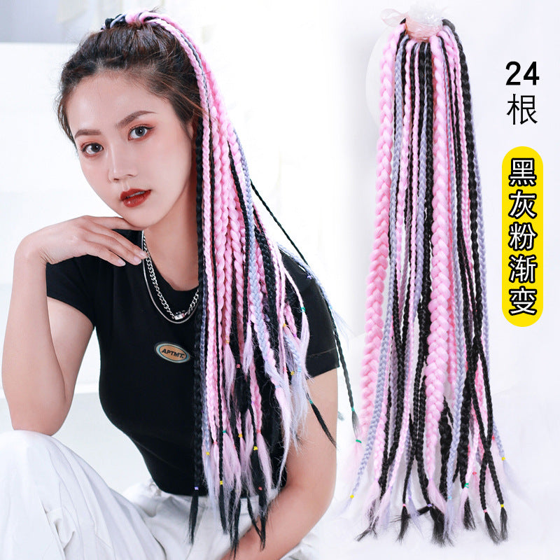 Dirty Braids Wig Ponytail Color Gradient Fake Braids Women&#039;s Braids Hip-hop Hip-hop European And American Dirty Braids Trendy Braids
