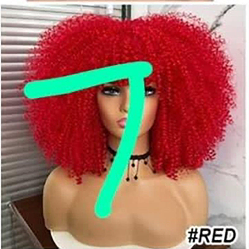 Cross-border European And American Chemical Fiber Wigs Full Head Hair Hair Female Manufacturers African Small Curly Hair Wigs Headgear