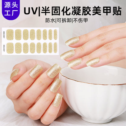 New Semi-Solidified Gel Nail Sticker Solid Color Pure Onion Gel UV Nail Sticker Simple Roast Lamp Gel Nail Sticker