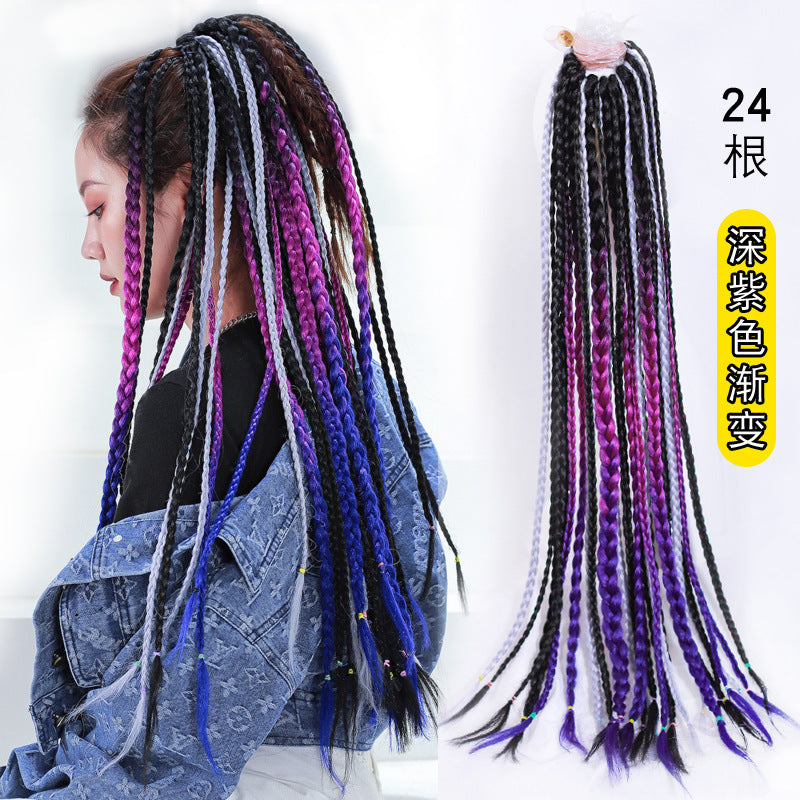 Dirty Braids Wig Ponytail Color Gradient Fake Braids Women&#039;s Braids Hip-hop Hip-hop European And American Dirty Braids Trendy Braids