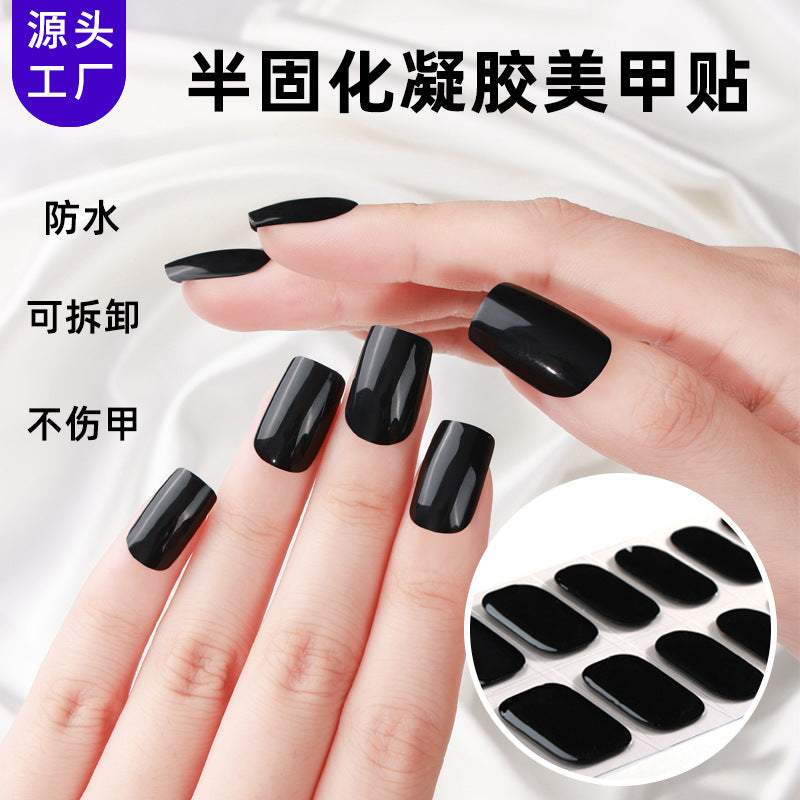 New Semi-Solidified Gel Nail Sticker Solid Color Pure Onion Gel UV Nail Sticker Simple Roast Lamp Gel Nail Sticker